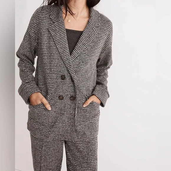 Madewell Brushed Knit Redford Blazer in Houndstooth Check NWT Size Small - Picture 2 of 8